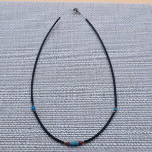 15 Inch Sterling Silver Handmade Turquoise And Shell Necklace B603